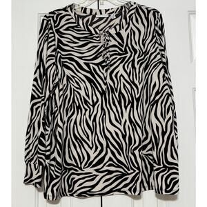 Susan Graver Liquid Knit Zebra Print Top, Size 2XL